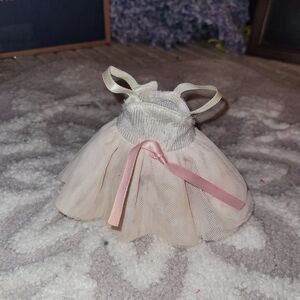 Elegant Cream and Pink Corolle Vintage Doll Dress